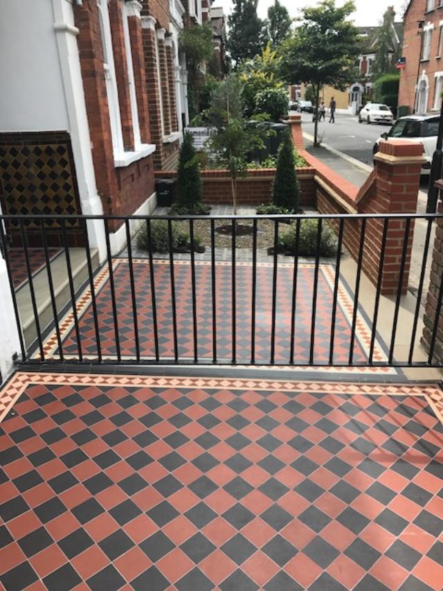 Victorian tiling and bespoke railings, Clapham