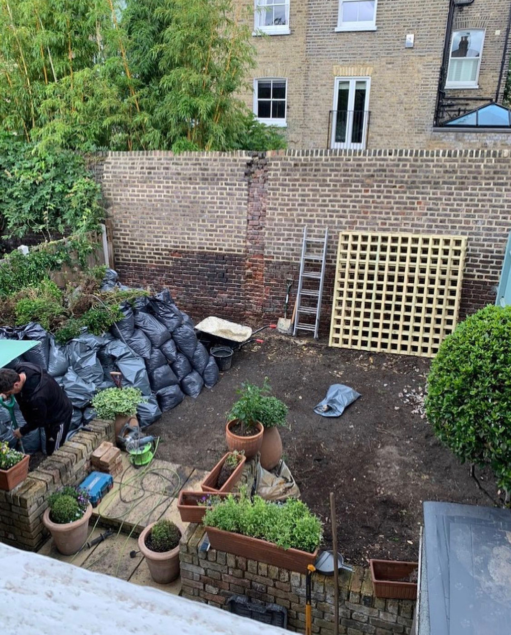 work in progress on courtyard garden